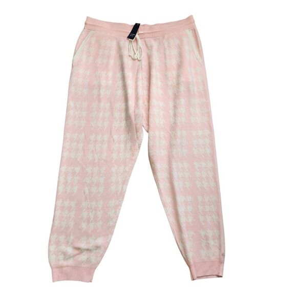 Crown & Ivy Sweater Joggers XXL Houndstooth Pink Athleticwear Loungewear New - Picture 3 of 5